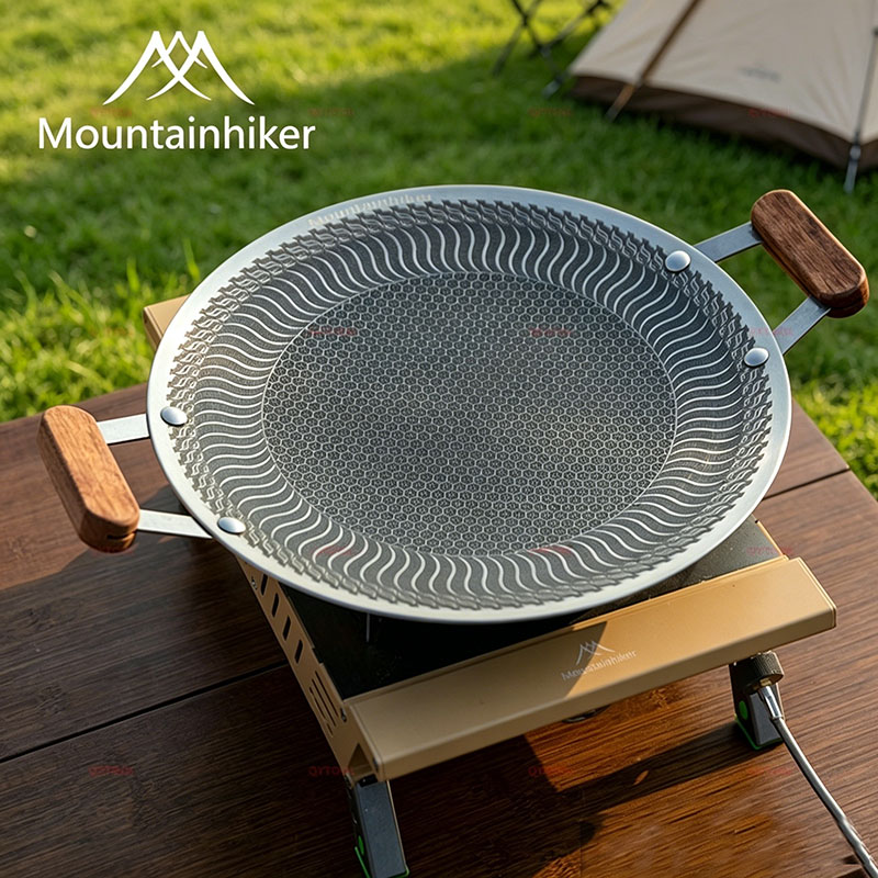 Camping Cooking Frying Pan - Mountainhiker Non-Stick Stainless Steel BBQ Skillet