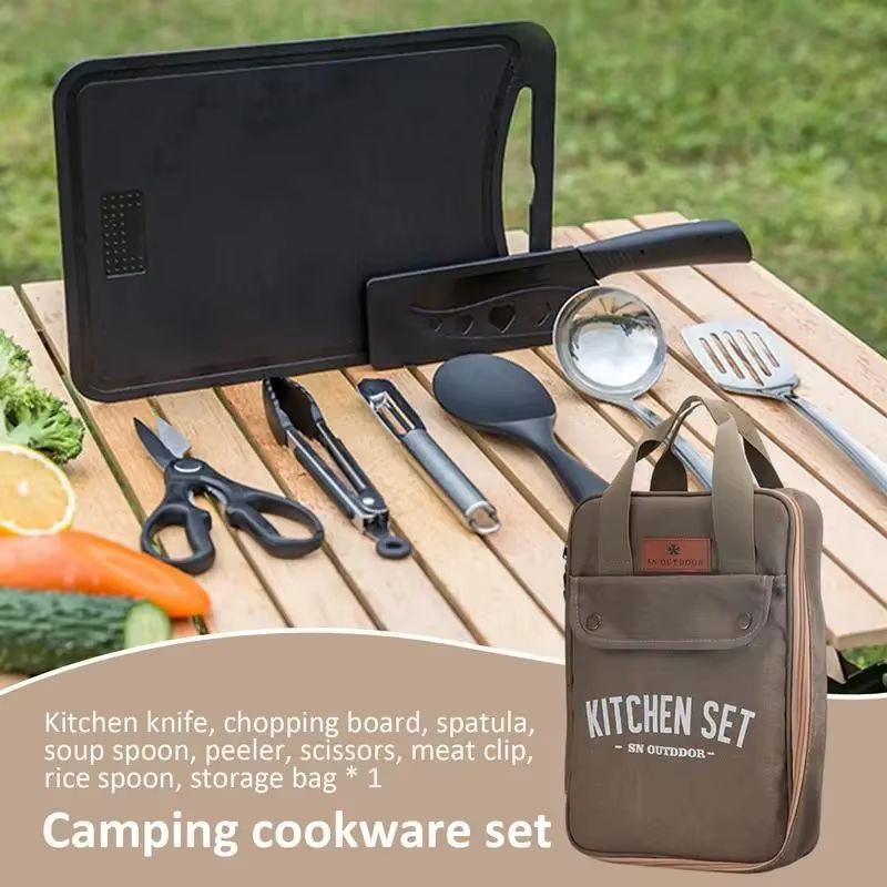 8pcs Camping Kitchen Cookware  - đánh giá và giá Camping Cooking Pack