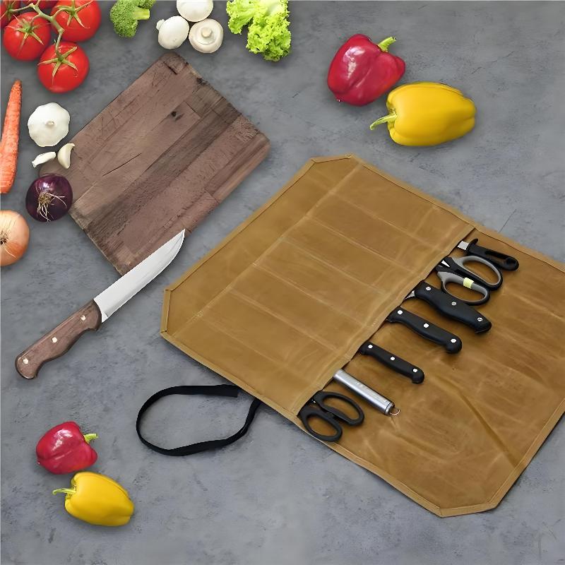 Waxed Canvas Chef Knife Roll M - đánh giá và giá Camping Cooking Utensil Holder