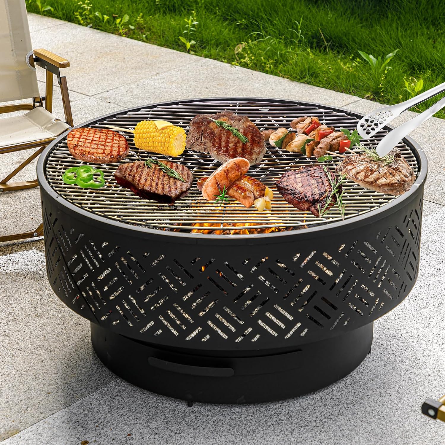 32 Inch Round Metal Wood Burni - đánh giá và giá Camping Cooking Pack