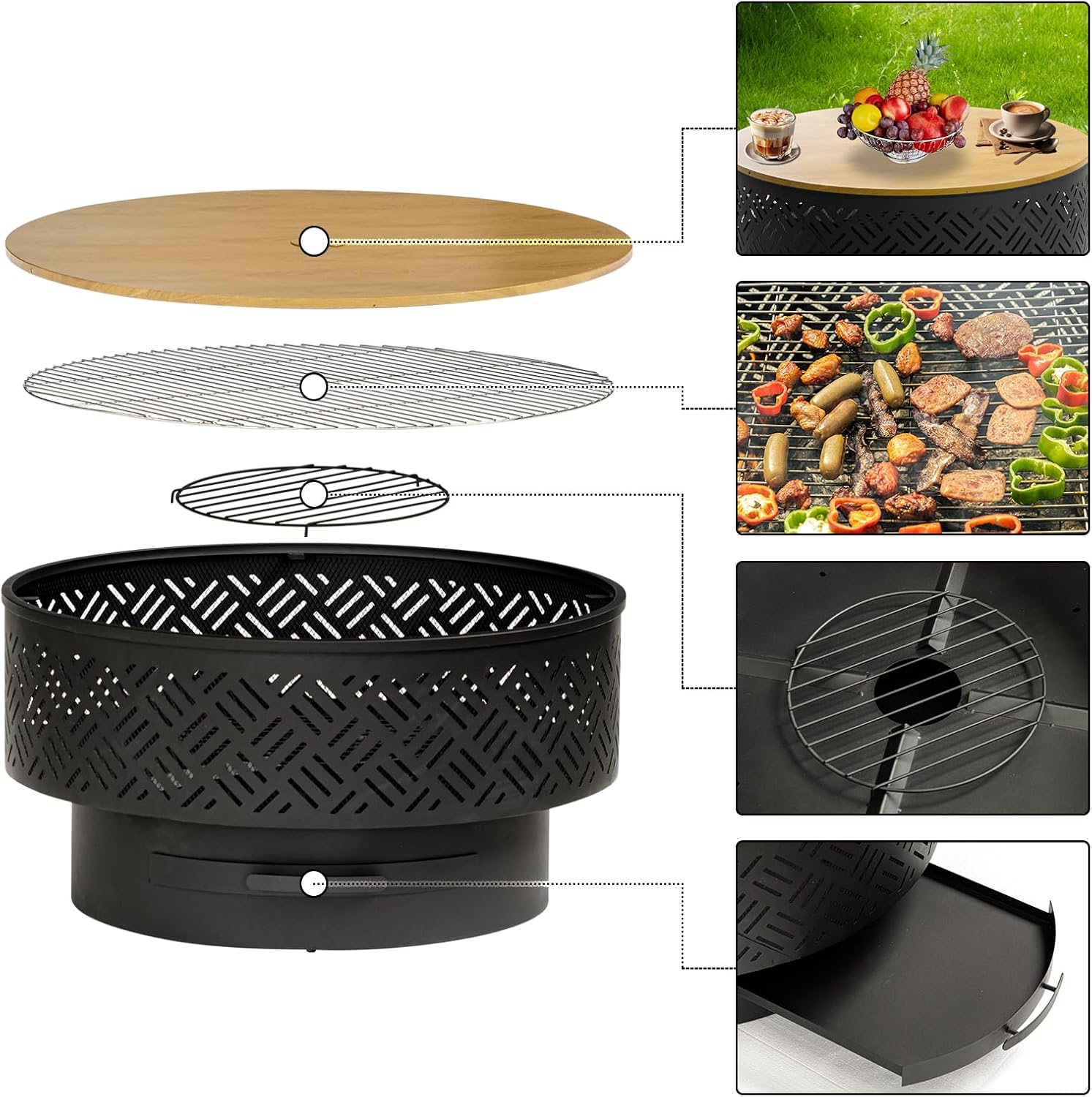 32 Inch Round Metal Wood Burni - đánh giá và giá Camping Cooking Pack