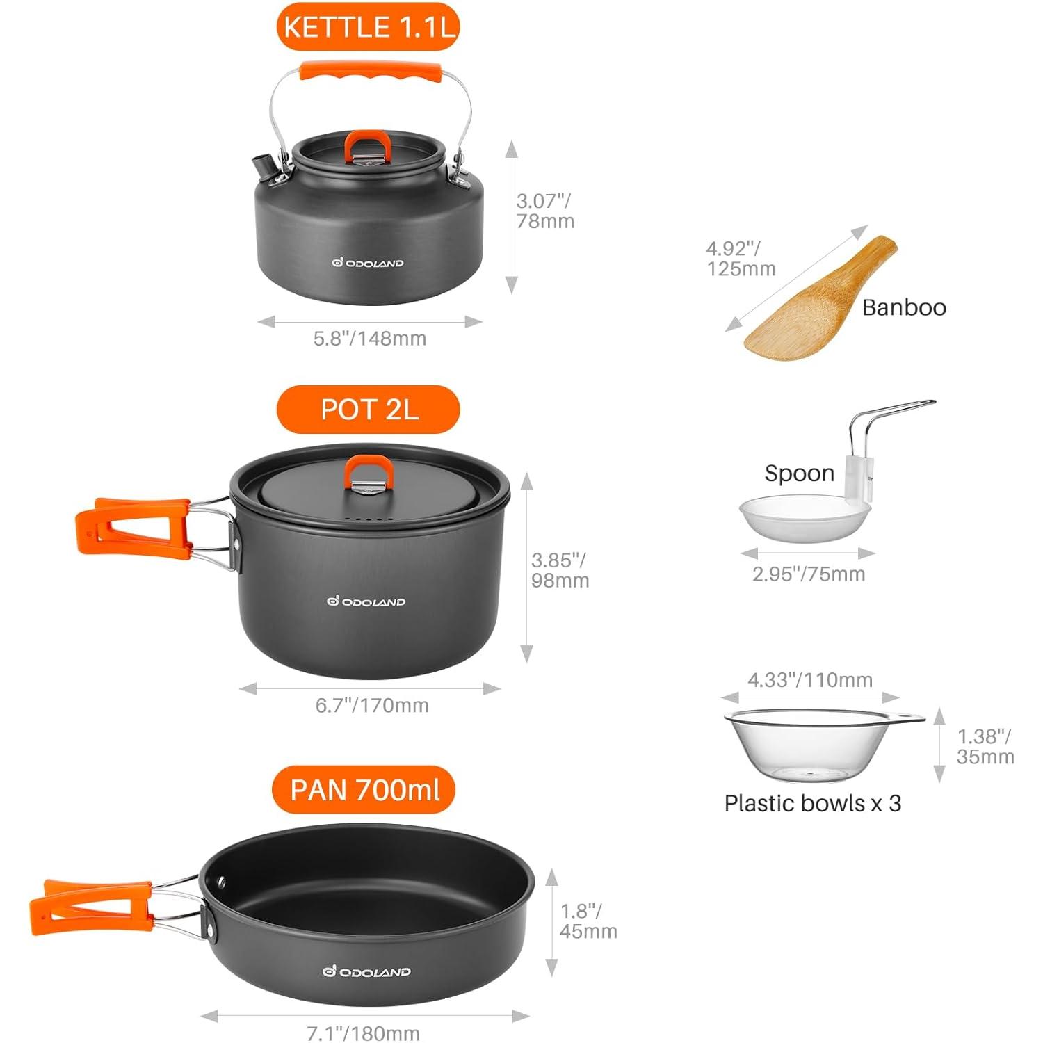 Odoland 10pcs Camping Cookware - đánh giá và giá Campfire Cooking Anime