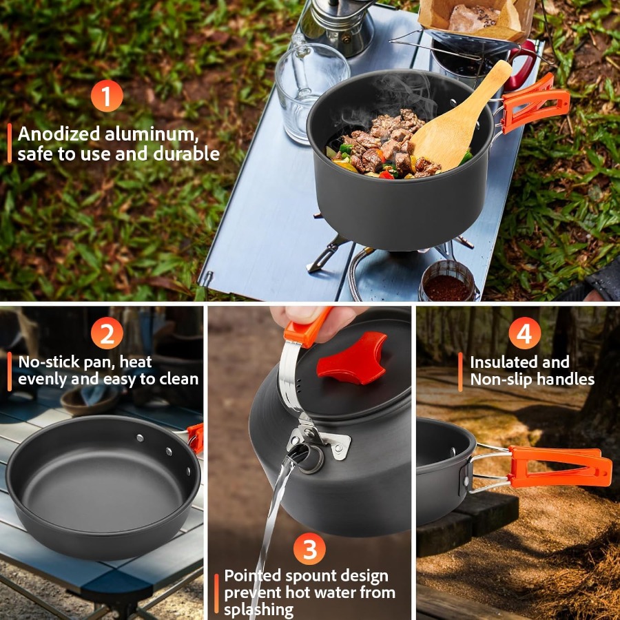 Camping Cookware Set: 35oz Non - đánh giá và giá Camping Cooking Frying Pan