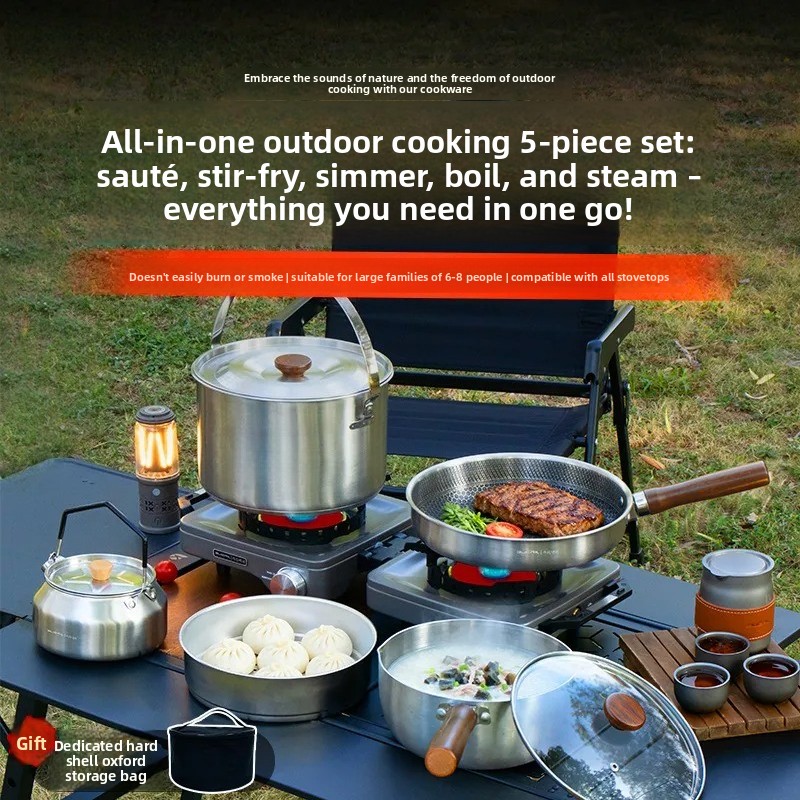 Portable Camping Cookware Set  - đánh giá và giá Camping Cooking Frying Pan