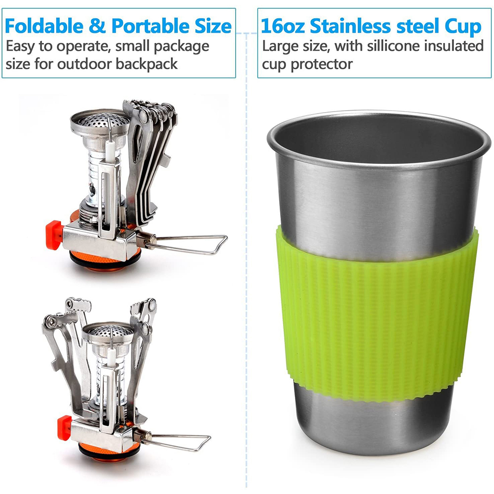 Camping Cookware Kit with Stov - đánh giá và giá Camping Cooking Pack